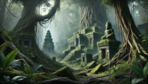 AI-generated image of the Lost City of the Monkey God in Central America