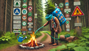 Sustainable Travel Tech and Gear. Image generated by AI.